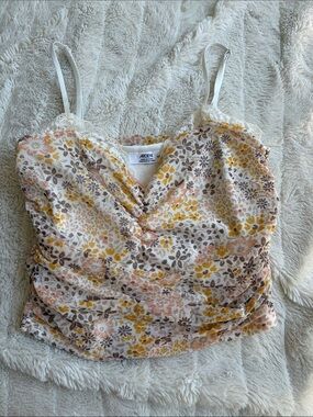 Floral Lace-Trim Tank Top